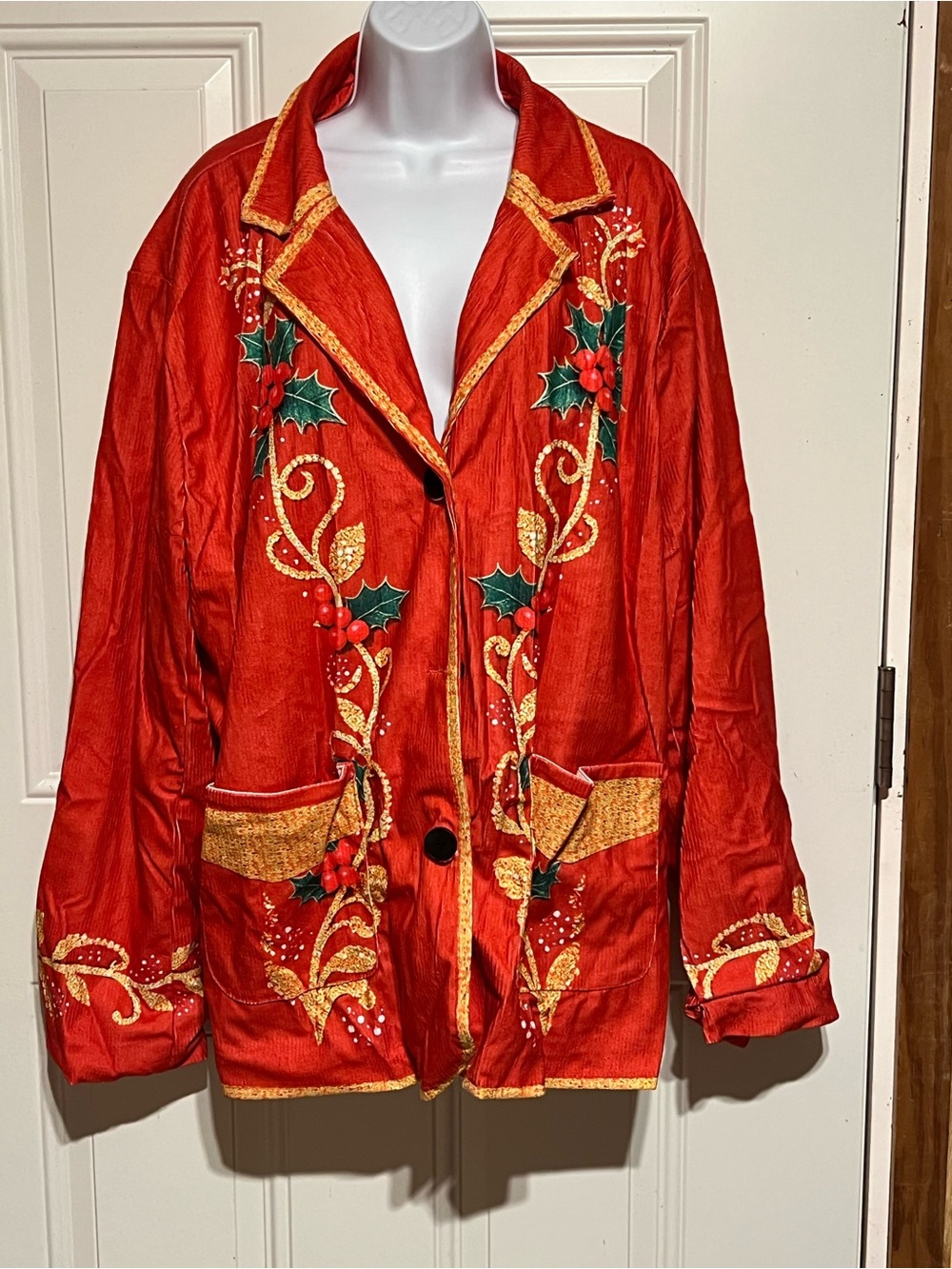 Red Holiday Jacket - Women's Festive Coat